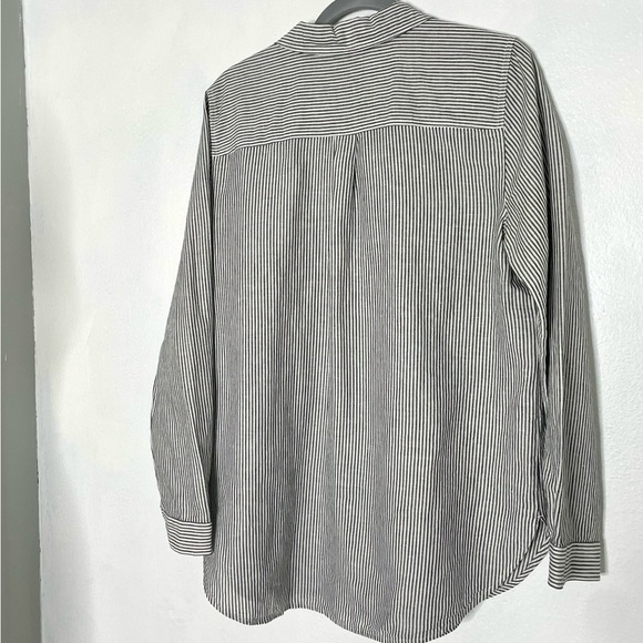 J Crew Factory Striped Pop Over Linen Blend Tunic Top. Size Medium - Picture 2 of 12